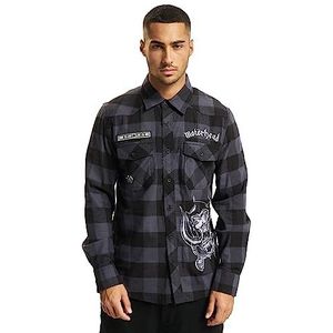 Brandit Motörhead geruit overhemd voor heren, zwart-grijs, zwart, XL