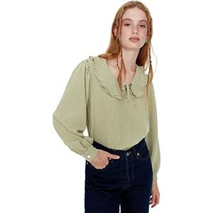 Trendyol Dames groene kraag gedetailleerde blouse, 38