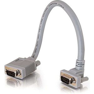 C2G 5M Premium HD15 SXGA VGA naar VGA-monitorkabel met 90 graden aansluiting. Mannelijke VGA naar Mannelijke 90 graden VGA Computer Kabel