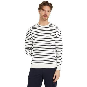 Tommy Hilfiger Heren Essential Cotton Crew Neck MW0MW14748, Pullover Sweater, Wit, XXXL, Wit (Ivoor/Woestijnhemel), 3XL grote maten