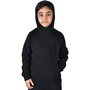 M17 Kids Jongens Pullover Hoodie Casual Hooded Sweatshirt Hoody Trui Top Klassieke Effen Lange Mouw met Zak, Zwart, 13-14 jaar