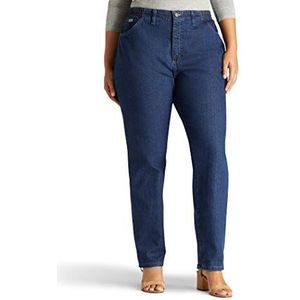 Lee Women's Plus-Size Relaxed Fit Side Elastic Tapered Leg Jean, Dark Indigo, 30W Medium