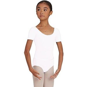 Capezio Meisje Ronde Hals Korte Mouw Turnpakje, Wit-Wit, S (Kinderen)