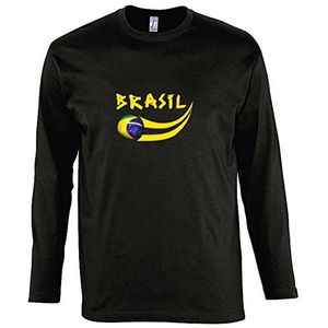 Supportershop T-shirt L/S zwart Brazilië voetbal