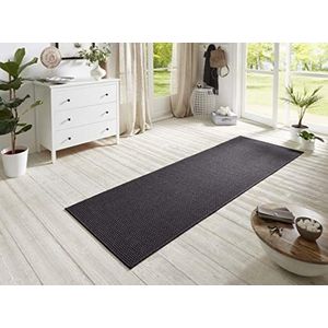 BT Carpet Plat geweven loper Nature 600 antraciet, afmeting 80x150 cm, geschikt voor binnen en buiten (100% polypropyleen, UV- en vochtbestendig, geschikt voor vloerverwarming)