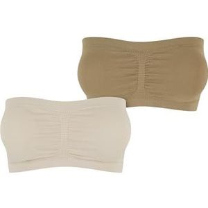 Urban Classics Dames Top Ladies Pads Bandeau 2-Pack Soft Seagrass+Khaki S, softseagrass+khaki, S