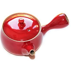 Tea Soul, Kyusu Traditionele Japanse theepot van rood geëmailleerd klei, geïntegreerd filter, 320 ml inhoud