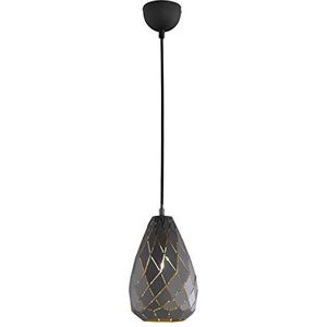 Trio Leuchten Hanglamp Onyx 301300142, metaal, antraciet/binnenkant goudkleurig, kabel met stoffen bekleding zwart