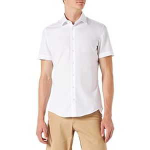 Seidensticker Zakelijk overhemd - slim fit - strijkvrij - Kent kraag - korte mouwen - 100% katoen, wit (wit 01), 44