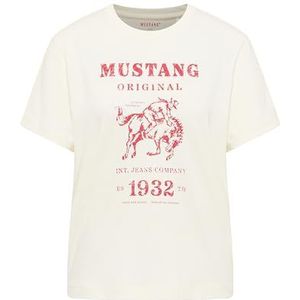 MUSTANG - Shirt - Offwhite - Dames - Korte Mouwen - Relaxed Fit