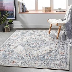 Surya London Vintage tapijt, vloerkleed, vloerkleed, woonkamer, slaapkamer, keuken, traditioneel oosters gekleurd boho-tapijt, onderhoudsvriendelijk, middelpolig, groot tapijt, 160 x 220 cm, grijs en