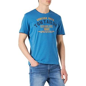 TOM TAILOR Uomini T-shirt met print 1031617, 28853 - Vallarta Blue, XXS
