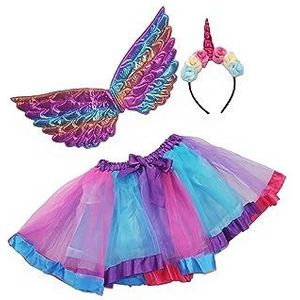 Moonshine Unicorn disguise kit (tutu skirt, wings, tiara with horn), multicolor