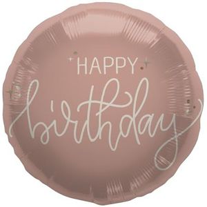Folat 68710 Verjaardagsdecoratie roze, crème, champagne-goudfolieballon, crème roze, 45 cm, een geraffineerde, jongen en levendige verjaardagsdecoratie, Happy Birthday voor vrouwen en meisjes