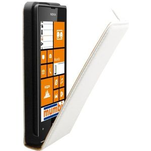mumbi Hoes Flip Case compatibel met Nokia Lumia 520 hoes mobiele telefoon zak case wallet, wit