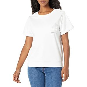Armani Exchange A|X dames korte mouwen logo sweatshirt, Optic White, Small
