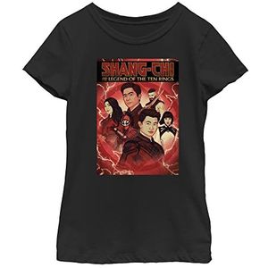 Marvel Shang-chi T-shirt voor meisjes, cartoon, zwart, XS, zwart, XS, zwart, XS