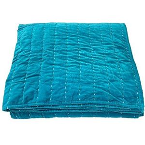 Ragged Rose Opal Velvet Sprei, 100% Katoen, Teal Blue, Superking