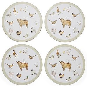 Cooksmart Set van 4 tafelplacemats | placemats voor tafel met Britse ontwerpen | Tafelmatten voor alle soorten keukens - Buttercup Farm