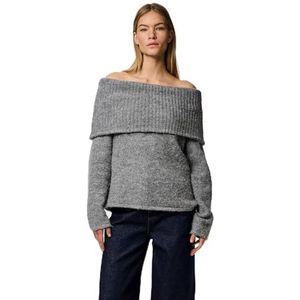 PCPAM LS Off Shoulder Knit BC, dark grey melange, M