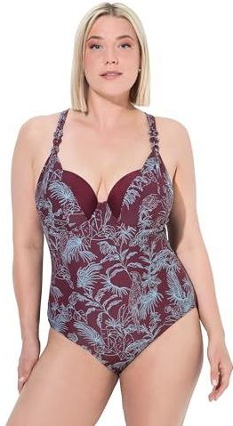 Ulla Popken - Badpak - Bessen - Full Cup - Minimizer - Met Beugel - All-over Patroon