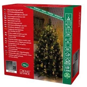 Konstsmide LED boommantel met ring, voor kerstboom, 5 strengen à 40 diodes, voorgemonteerd, 200 warmwitte diodes, 24 V interne transformator, donkergroene kabel - 6361-120
