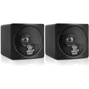 Pyle Luidsprekers, Mini Boekenplank Speakers – 100W Passieve Compacte Luidsprekers met Papieren Conus, 8 Ohm – Stereo Speaker Set voor Hifi Systeem & Home Cinema (Zwart)
