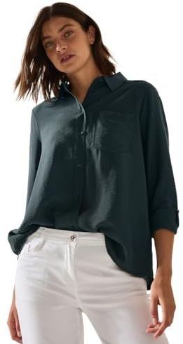 Cecil - Overhemdblouse - Slate Khaki - Knoopsluiting - Met Structuur