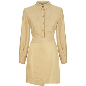 IPEKYOL Dames Gestreepte Linen Jurk, Natural, 36