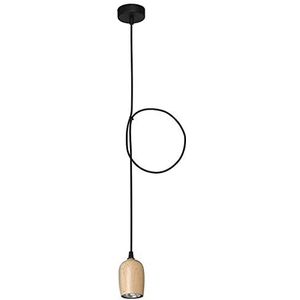 Homemania HOMAX_4584 hanglamp Carina zwart van metaal, hout, 8 x 8 x 90 cm
