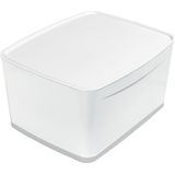 Leitz A4 MyBox Groot met deksel, Opbergdoos voor thuis en op kantoor, 18 L, matte afwerking, kunststof, BPA-vrij en voedselveilig, wit/grijs, 52161001