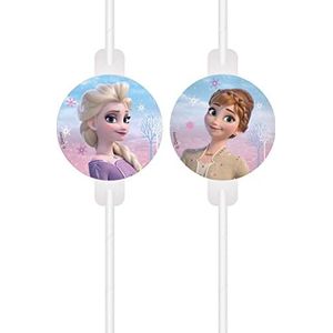 Procos 94059 94059 Rietjes Frozen 2 Wind Spirit, 4 stuks FSC, van papier, verjaardag, themafeest, meerkleurig