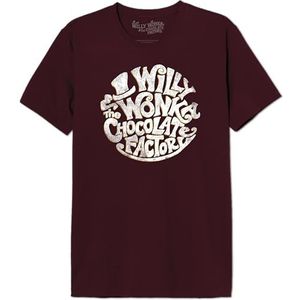 cotton division Willy Wonka ""Circle Logo"" MEWONKATS003 T-shirt voor heren, bordeauxrood, maat S, Bourgondië, S