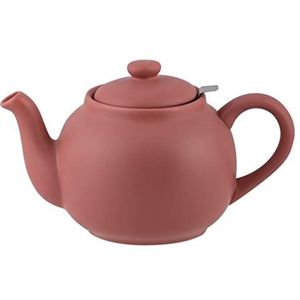 PLINT Simple & Stylish Ceramic Teapot, Globe Teapot with Stainless Steel Strainer, Ceramic Teapot for 6-8 cups, 1500 ml Ceramic Teapot, Flowering Tea Pot, TeaPot for Blooming Tea, Terracotta rose
