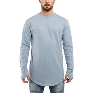 Blackskies Ronde longsleeve T-shirt | lange oversized mode basic lange mouwen heren longshirt long tee - diverse kleuren, lichtblauw, XL