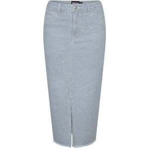 PIECES PCBILLO HW MIDI Rok, Lichtblauwe denim/strepen: cloud dancer strepen, M