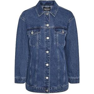 PIECES Pctika Ls Oversized DNM Jacket Noos Bc Jeansjas voor dames, blauw (medium blue denim), M