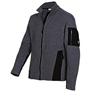 BP 1876-617-53-3XL Gebreide fleece jack opstaande kraag, ritssluiting, 100% polyester, donkergrijs/zwart, 3XL maat