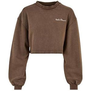 Urban Classics Damen Sweatshirt Ladies Cropped Small Embroidery Terry Crewneck brown 3XL