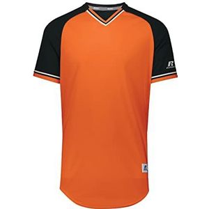 Russell Athletic Unisex klassiek jersey met V-hals, Verbrand oranje/zwart/wit, S