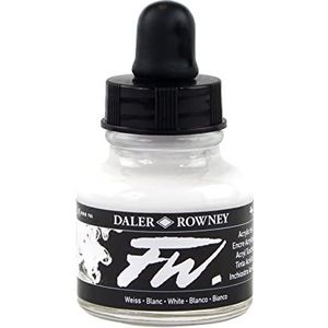 Daler-Rowney FW acryl inkt, glazen fles met druppelaar, 1 oz - 29,5 ml, wit