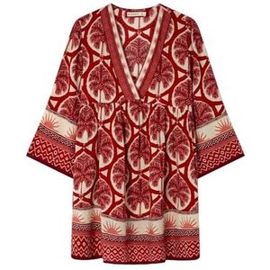 Women'secret Túnica korte tropische roja strandkleding voor dames, Red Print, S