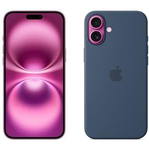 Apple iPhone 16 Plus (256 GB) - Roze + Siliconenhoesje met MagSafe - Denim
