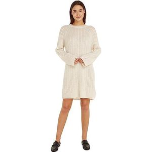 Tommy Hilfiger Dames Zachte Wol Ao Kabel C-nk Jurk Trui, Beige (Cashmere Creme), M
