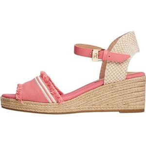 Tommy Hilfiger Dames Franje Canvas Medium Wedge Fw0fw08879 Espadrilles, Roze gewassen kers, 36 EU