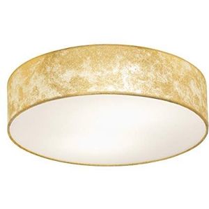 EGLO Plafondlamp Viserbella, 1 lamp plafondlamp vintage, modern, woonkamerlamp van staal en textiel in champagne, goud, keukenlamp, hallamp plafond met E27-fitting, DELONGHI 38 cm