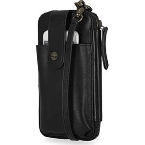 Timberland Leren Phone Crossbody Wallet Bag RFID-lederen schoudertas voor dames, zwart (Cav),