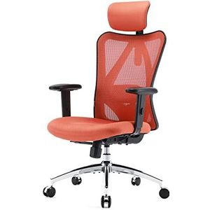 SIHOO Ergonomische bureaustoel, draaistoel met verstelbare lendensteun, hoofdsteun en armleuning, hoogteverstelling en kantelfunctie, rugvriendelijk, belastbaar tot 150 kg