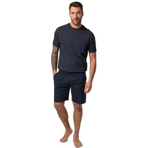 JP 1880 Heren grote maten grote maten Menswear L-8XL slaappak, buikfit, alloverprint, T-shirt, shorts, tot 8 XL 837696, Donkerblauw, 5XL