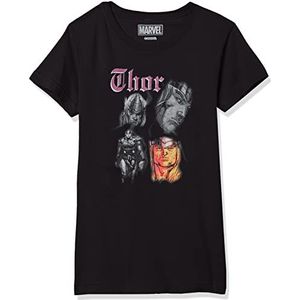 Marvel Little Big Classic Thor Homage Girls T-shirt met korte mouwen, zwart, maat L, zwart, L, zwart, L, zwart, L